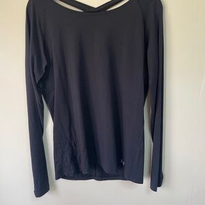 Under Armour HeatGear Long Sleeve Open Back Training Top Black‎ Loose Fit MD
